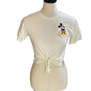 Disney Mickey Mouse Juniors White Graphic T-Shirt